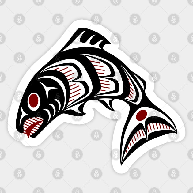 Northwest Pacific coast Haida art Salmon Sticker by redhomestead